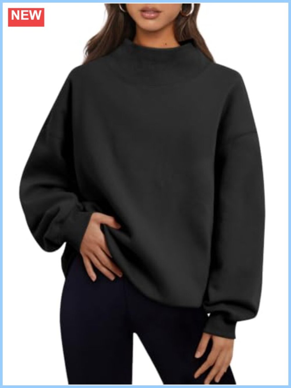 Womens Oversized Mock Neck Sweatshirt Fleece Pullover Fall